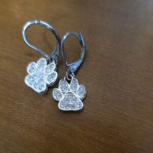 Silver Paw Print Earrings